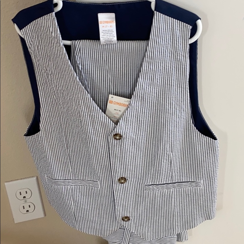 Navy and White Pin stripe cotton suit for Boys.